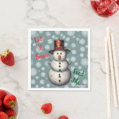 AI Snowman Let it Snow Feed Me Holiday Napkins スタンダードカクテルナプキン (インサイチュ)