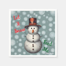 AI Snowman Let it Snow Feed Me Holiday Napkins スタンダードカクテルナプキン