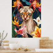 AI Sphynx Cat Portrait – Bold & Colorful Art ポスター (キッチン)