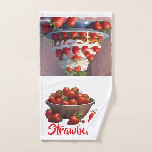 AI Strawberries Hand/Kitchen Towel ハンドタオル (ハンドタオル)