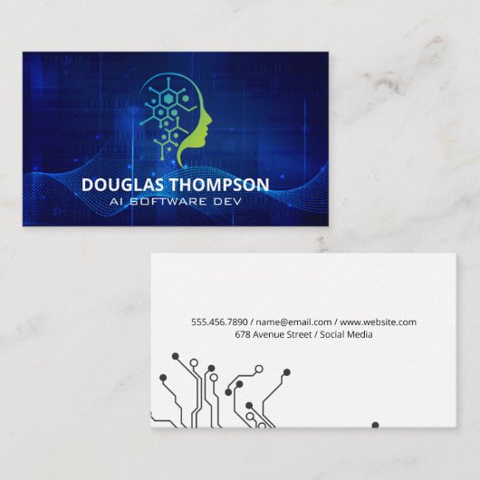 AI Techロゴ | デジタル背景 名刺 (正面/裏面)