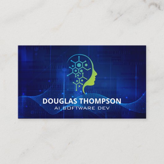 AI Techロゴ | デジタル背景 名刺 (正面)