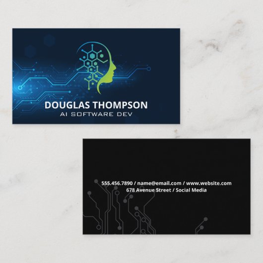 AI Techロゴ | 技術モダンハードウェア 名刺 (正面/裏面)