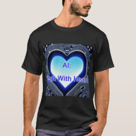 AI: Tech with Heart メンズ ブラック Tシャツ