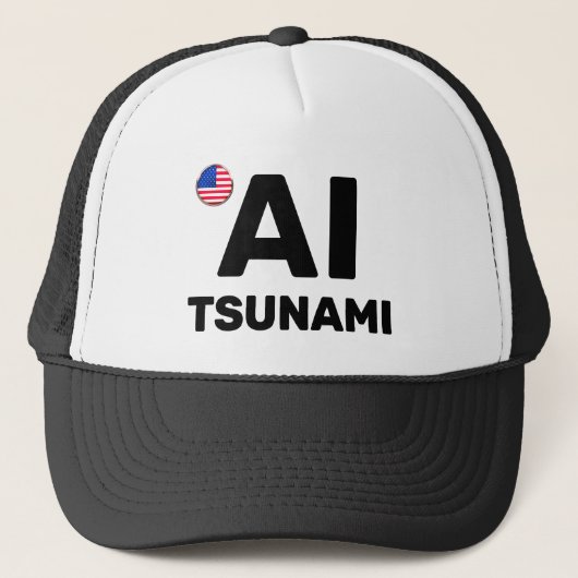 AI Tsunami™ トラッカーズハット(カスタマイズ可能!) キャップ (正面)