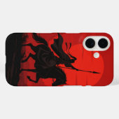 AI Warrior iPhone Cover – Epic Red Sun Silhouette  Case-Mate iPhoneケース (裏面 (横))