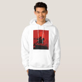 AI Warrior Spirit – Bold Red Sun Silhouette Hoodie パーカ (正面フル)