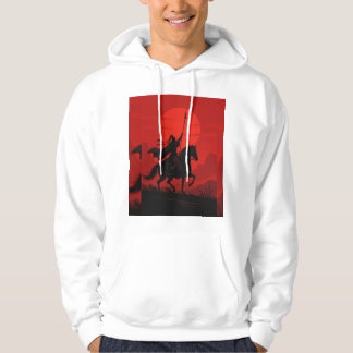 AI Warrior Spirit – Bold Red Sun Silhouette Hoodie パーカ
