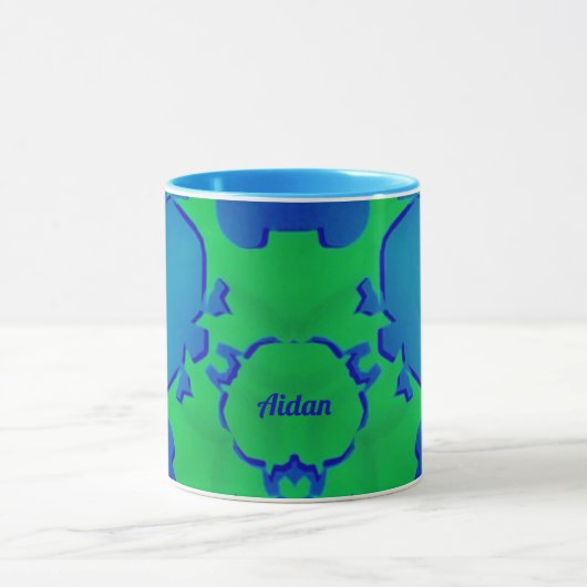 AIDAN to Zany 3D Fractal to Blue and Green Mug マグカップ (中央)