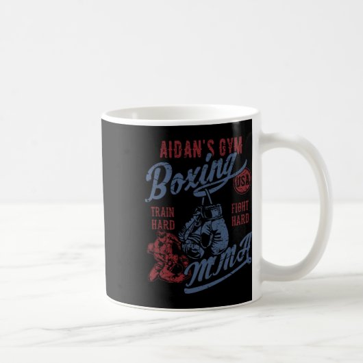 Aidan's Gym Boxing Mma Retro Design For The Name A コーヒーマグカップ (右)