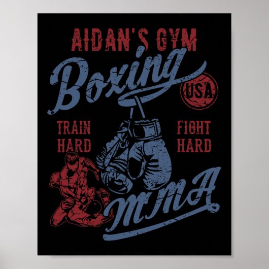 Aidan's Gym Boxing Mma Retro Design For The Name A ポスター (正面)