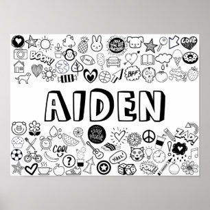 「AIDEN」カラー・イット・ユーのアウトラインデザイン ポスター