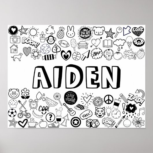 「AIDEN」カラー・イット・ユーのアウトラインデザイン ポスター (正面)