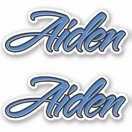Aiden Name blue Aufkleber Sticker Stickerset シール (正面)