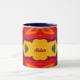 AIDEN ~ Zany Pattern ~ Red Blue Yellow and Orange  マグカップ