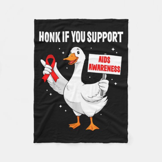 Aids_hiv Awareness Funny Goose World Aids Day Red  フリースブランケット (正面)