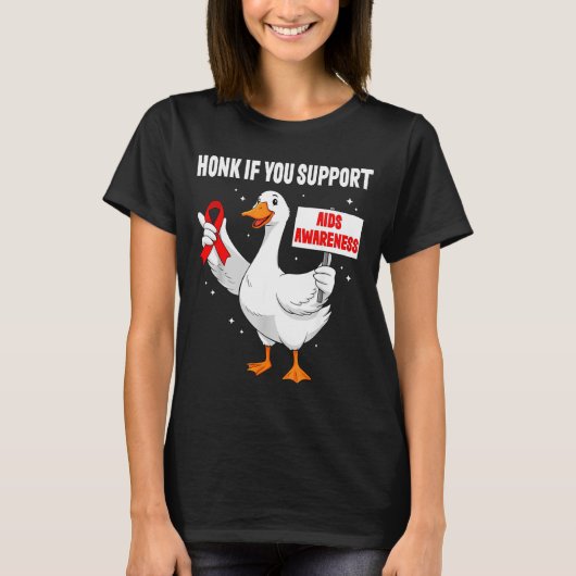 Aids_hiv Awareness Funny Goose World Aids Day Red  Tシャツ (正面)