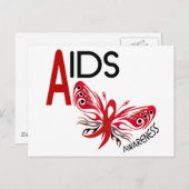 AIDS / HIV Butterfly 3認識度 ポストカード (正面/裏面)