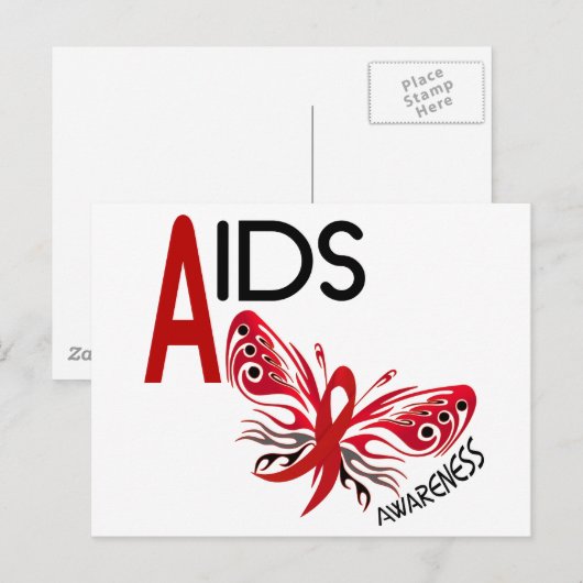 AIDS / HIV Butterfly 3認識度 ポストカード (正面/裏面)