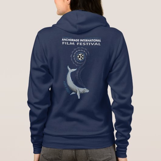 AIFF 2021レディースネイビージップフード付きスウェットシャツ パーカ (裏面)