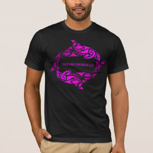 Aihe (イルカ)のティーかフード付きスウェットシャツ-黒のピンク tシャツ
