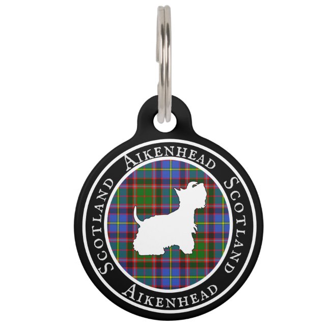 Aikenhead Tartan & Scottie Dog Personalized  ペット　ネームタグ (正面)