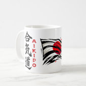 Aikido Kanji Drink Mug with Japanese Flag コーヒーマグカップ (正面左)