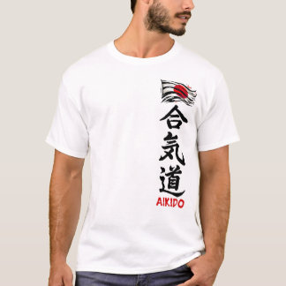 Aikido Kanji T-Shirt With Japanese Flag Tシャツ