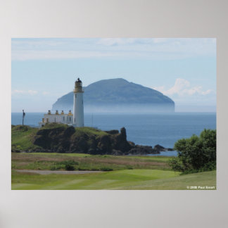 Ailsa Craig, Turnberry Light houseポスター ポスター