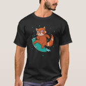 Ailuridae surfing Bear Cat lesser Panda Tシャツ (正面)