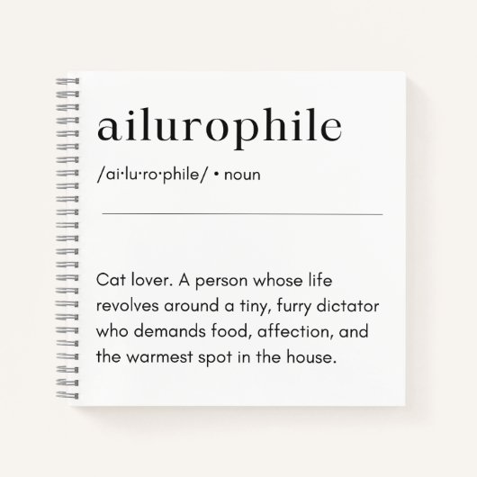 Ailurophile定義 – 猫好き ノートブック (正面)