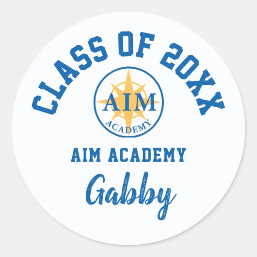 Aim Academy 卒業ステッカー カスタムデザイン ラウンドシール (正面)