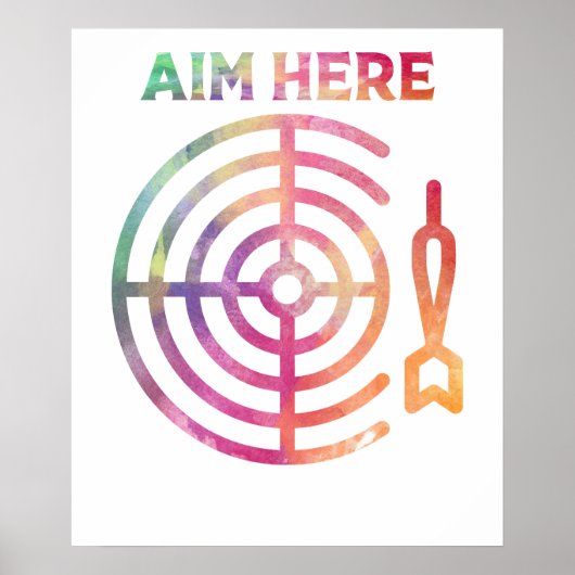 Aim Here Darts Players Bullseye Target Shooting Cl ポスター (正面)