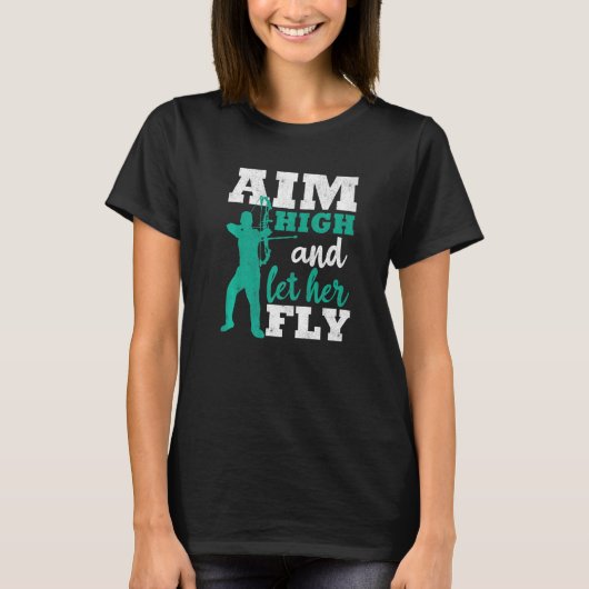 Aim Highと彼女のフライ射手の男性に弓狩りAr Tシャツ (正面)