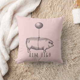 Aim High Cute Pig and Balloon Inspirational クッション