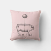 Aim High Cute Pig and Balloon Inspirational クッション (正面)