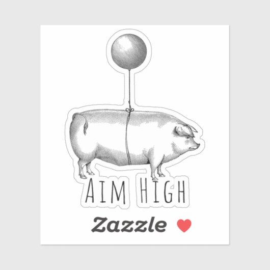 Aim High Cute Pig and Balloon Inspirational シール (シート)