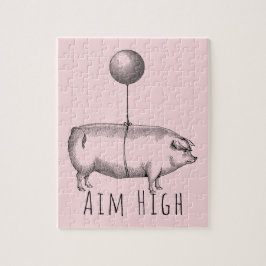 Aim High Cute Pig and Balloon Inspirational ジグソーパズル