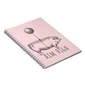 Aim High Cute Pig and Balloon Inspirational ノートブック (右側)