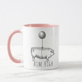 Aim High Cute Pig and Balloon Inspirational マグカップ