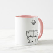 Aim High Cute Pig and Balloon Inspirational マグカップ (正面右)