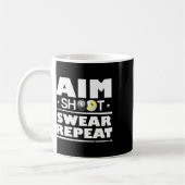 Aim Shoot Swear Repeatビリヤードおもしろいビリヤ コーヒーマグカップ (左)