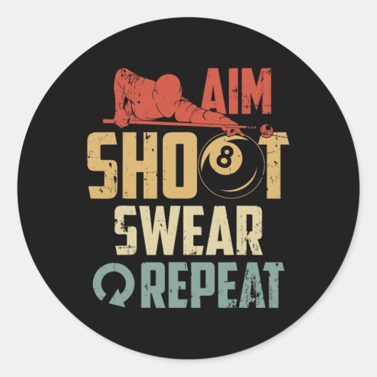 Aim Shoot Swear Repeat ラウンドシール (正面)