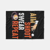 Aim Shoot Swear Repeat Billardsとプール フリースブランケット (正面(横))