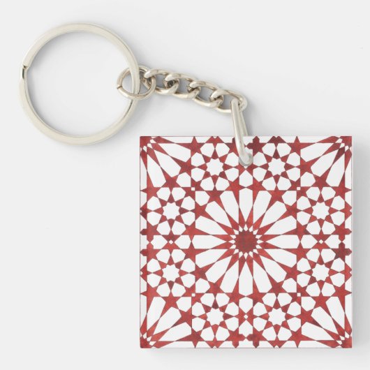 Aimant Badge Rond 5 Cm Mosaïque andalouse rouge AL キーホルダー (正面)