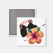 Aimant Guadeloupe Carte & Hibiscus | Magnet マグネット (正面/裏面)