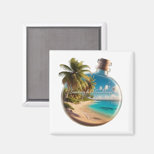 Aimant Guadeloupe – Évasion tropicale, plage parad マグネット (正面/裏面)