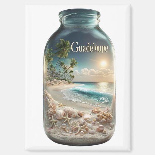 Aimant Guadeloupe Plage en Bouteille | Magnet マグネット (正面)