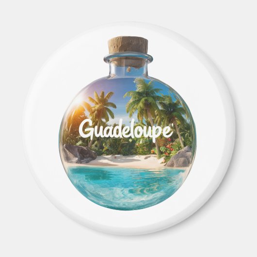 Aimant Guadeloupe – Souvenir tropical en bouteille マグネット (正面)