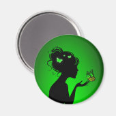 Aimant La femme papillons verts マグネット (正面/裏面)